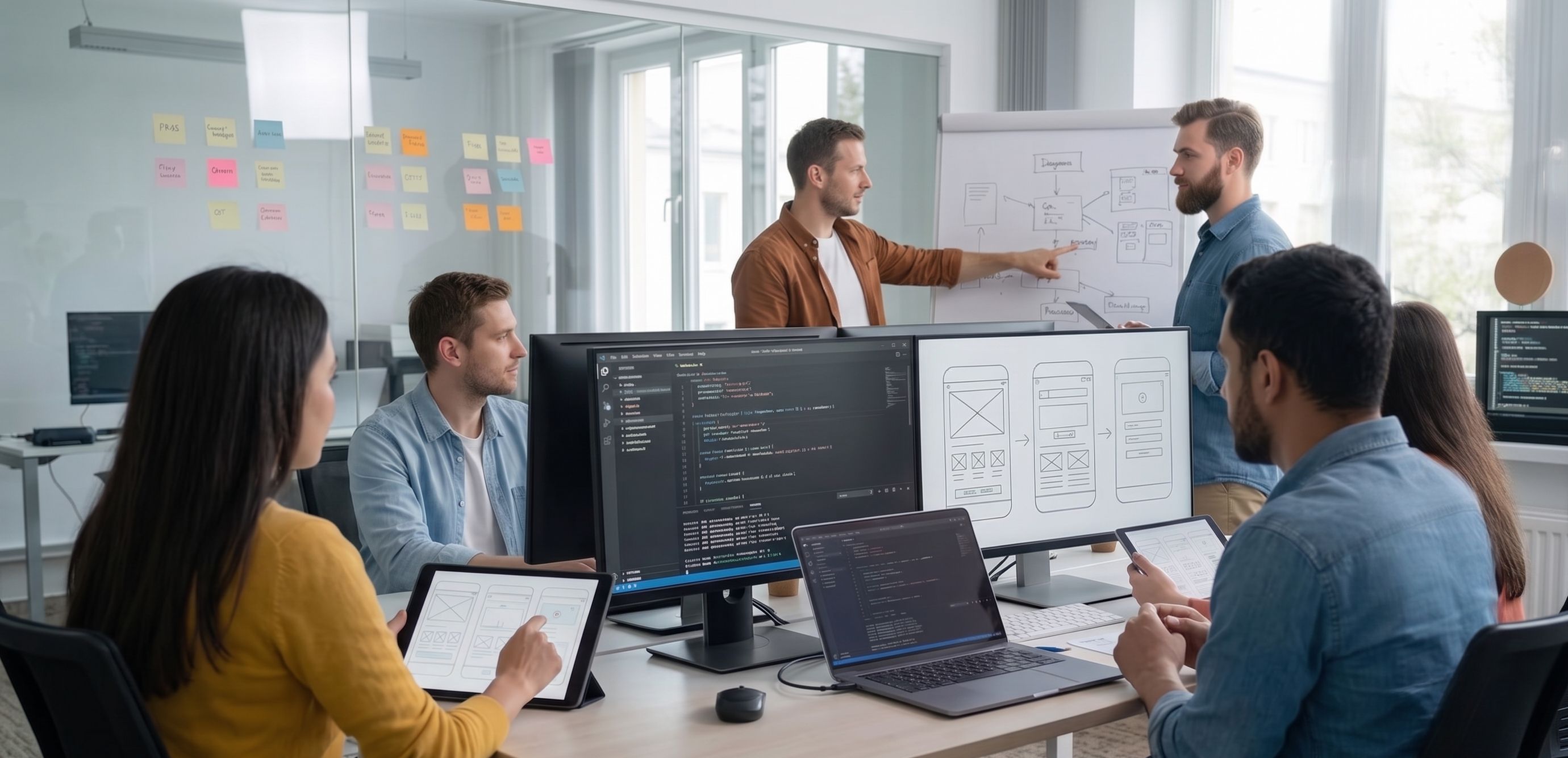 Senior engineers collaborating on architecture decisions