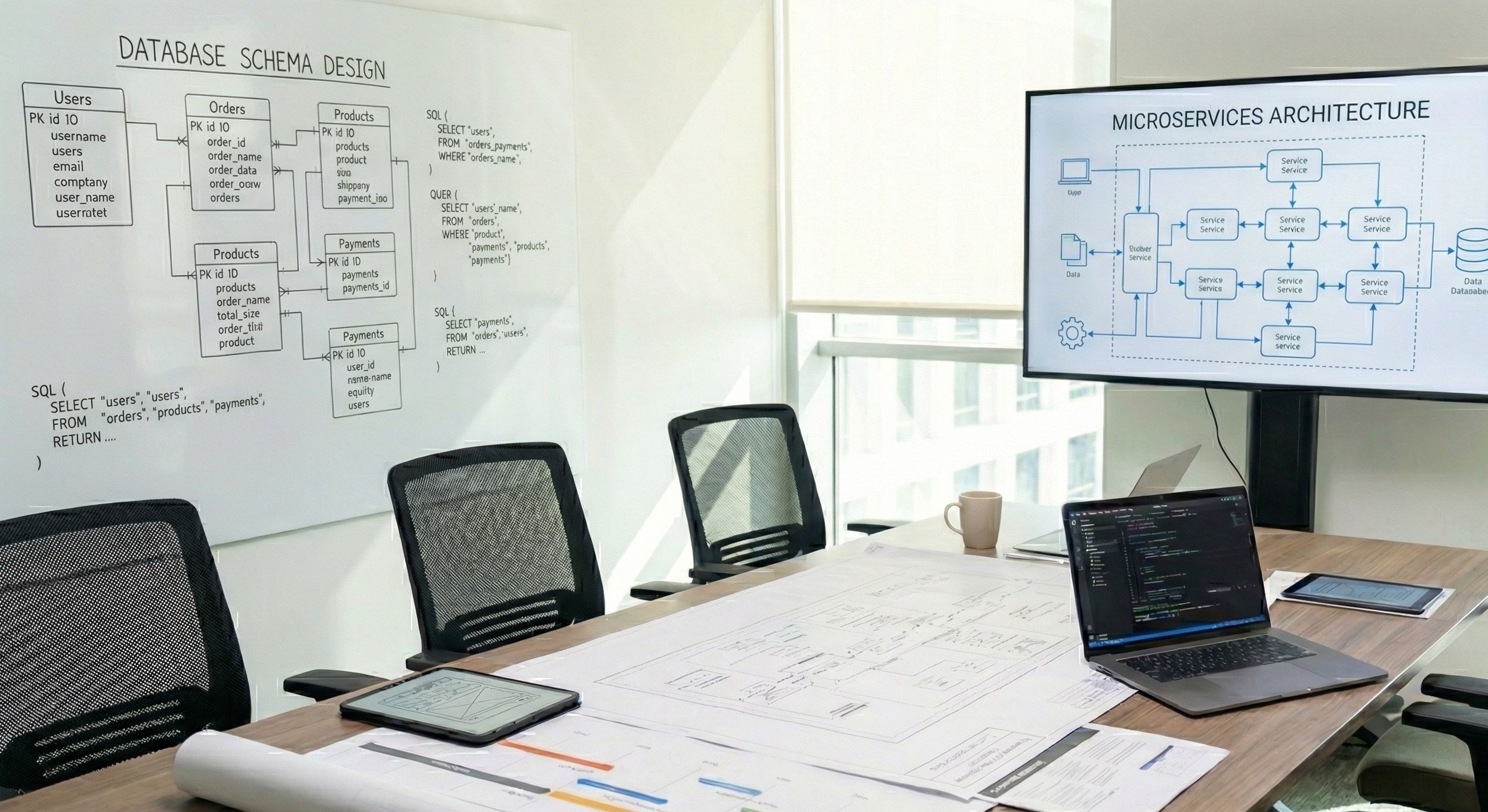 System blueprint sketch with delivery roadmap planning